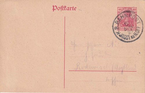 DR - Ingolstadt II Neuoffingen Bahnpost-K1 40 Pfg. Ganzsache Ingolstadt 1921