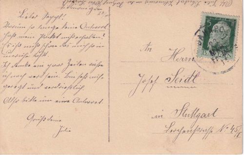 Bayern - Freilassing Mühldorf C Bahnpost-K1 Karte Tittmoning - Stuttgart 1912