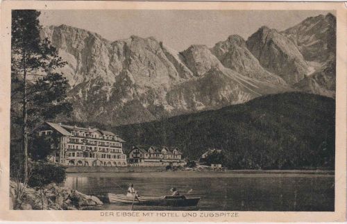 DR-Infla - Garmisch München ZG 1364 Bahnpost-K1 AK Eibsee - Stade 1921 (1911 !)
