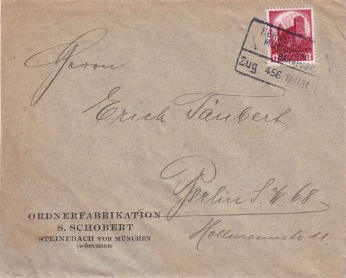 DR - Herrsching München Zug 456 apt. Bahnpost-Ra4 Brief Steinebach - Berlin 1934