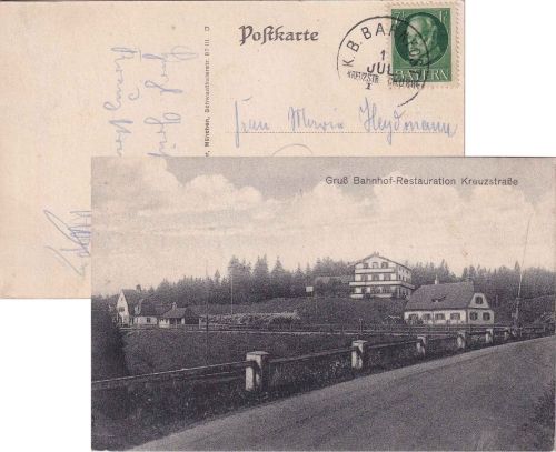 Bayern - Kreuzstrasse München Ostbahnh. I Bahnpost-K1 AK Kreuzstraße 1917(?)