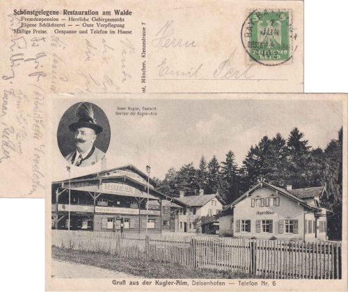 DR - Deisenhofen München Ostbhf. ZG 102 Bahnpost-K1 AK Deisenhofen - Pasing 1925