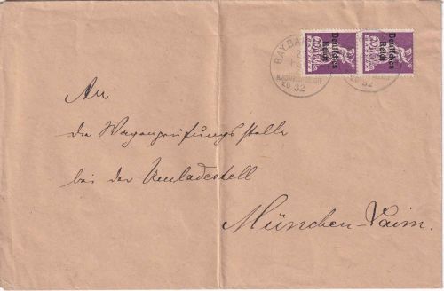 DR-Infla - Marquartstein Übersee ZG 32 Bahnpost-K1 Brief n. München 1921