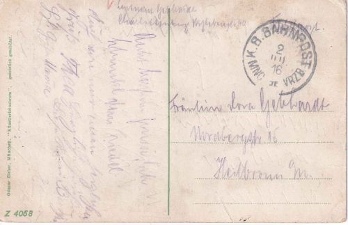 Bayern - München II Würzburg Bahnpost-K1 Feldpostkarte München - Heilbronn 1916