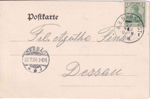 DR - Ulm München 1 Bahnpost-K1 AK Ulm - Dessau 1904
