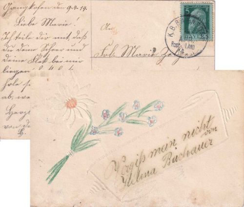 Bayern - Rosenheim Landau Bahnpost-K1 Grußkarte Gangkofen - Kollbach 1914