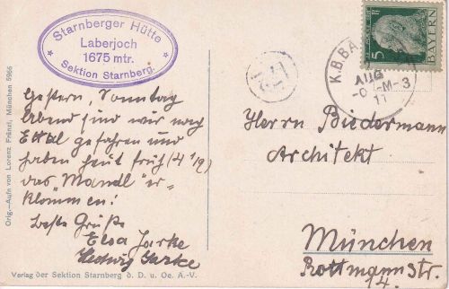 Bayern - Oberammergau Murnau 3 Bahnpost-K1 karte n. München 1911