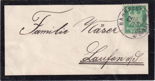 DR - Mühldorf Salzburg ZG 951 Bahnpost-K1 Trauerdrucksache n. Laufen 1924