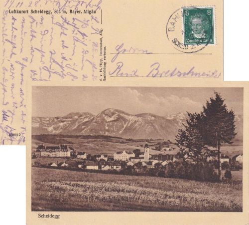 DR - Scheidegg II Röthenbach Bahnpost-K1 AK Scheidegg n. Köthen 1928