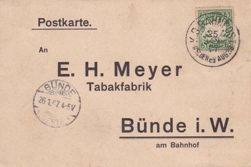 Bayern - Welden CI Augsburg Bahnpost-K1 Karte Heimhofen/Altenmünster 1907