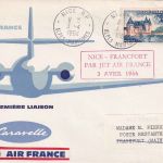 Frankreich - Air France Caravelle Erstflug Nizza/Frankfurt Schmuckkuvert 1964