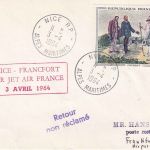 Frankreich - Air France Erstflug Nizza/Frankfurt 1964 Retourvermerk