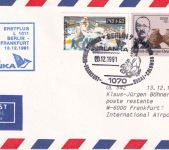BRD - Air Lanka Erstflug Berlin/Frankfurt a.M. Luftpostbrief 1991
