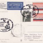 BRD - Air Lanka Erstflug Berlin/Colombo Luftpostkarte 1991