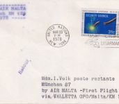UNO New York - Air Malta Erstflug Valletta/München seltene Zuleitungspost 1978