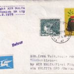Israel - Air Malta Erstflug Valletta/München seltene Zuleitungspost 1978
