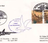 BRD - Air Mauritius Erstflug München/Port Louis Schmuckkuvert 1987