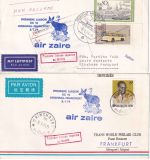 Zaire/BRD - Air Zaire Erstflug Frankfurt/Kinshasa 2 Luftpostbelege 1974