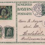 Bayern - 5 Pfg. Luitpold-Jubiläums-Ganzsache + Zusatz Landshut 10. JUN 11