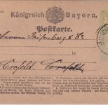 Bayern - 1 Kr. Wappen Ganzsachenkarte + Zusatz K1 München - Crefeld