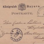 Bayern - 5 Pfg. Wappen Ganzsachenkarte HKS Veitshöchheim - Reutlingen 1882