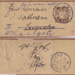Bayern - 3 Pfg. Wappen Ganzsachen-Streifband Erlangen - Langensalza 1898 retour