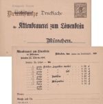 Bayern - 3/2 Pfg Rauten Ganzsachenkarte Privatzudruck Löwenbräu 1906 ungebraucht