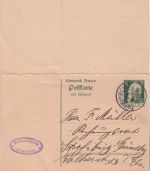 Bayern - 5/5 Pfg. Luitpold Antwortganzsache Zweibrücken - Straßburg 1911