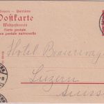 Bayern - 10 Pfg. Rauten Ganzsachenkarte i.d. SCHWEIZ Lindau - Luzern 1904