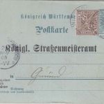 Württemberg - 2 Pfg. Dienstganzsache+Zusatz Zudruck Straßenmeisteramt 1908