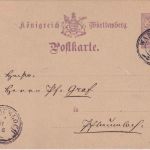 Württemberg - Warthausen 31.12.1885 K3 5 Pfg. Ganzsachenkarte n. Pflaumloch