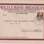 DR-Infla - 40 Pfg. By-Abschied/DR illustr. Firmenbrief Miesbach 14.8.20