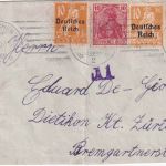 DR - 50 Pfg Germania u.a. Zensurbrief i.d. SCHWEIZ München - Dietikon 5.10.20