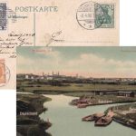 DR/Österreich/Russland - Myslowitz Dreikaiserecke AK 3-Länder-Frankatur 1908