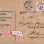 DR - 40+5 Pfg. Strohhut Einschreibebrief München 32 - Lenggries (Fleck) 1929