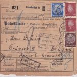 DR - 2x60 Pfg. Ebert u.a. Paketkarte n. BELGIEN Osnabrück - Brüssel 1931