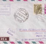 Italien - Alitalia Erstflug Neapel/Nürnberg Luftpostbrief 1969 Retourstempel
