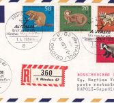 BRD - Alitalia Erstflug München/Neapel Lupo-Einschreibebrief SST München 1969