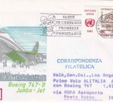 UNO Genf - Alitalia Erstflug Rom/Los Angeles Zuleitungspost Schmuckbrief 1984