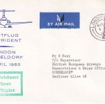 England - British Airways Erstflug London/Düsseldorf Schmuckkuvert 1965