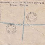Bizone - Ziffern/Netzaufdruck u.a. Einschreibebrief n. ENGLAND Wiesbaden 2.8.48