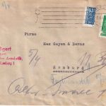 Bizone - 10 Pfg. Bauten Ortsbrief Hamburg 2.4.49 roter Verzögerungs-L4