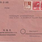Bizone - 2x8 Pfg. Arbeiter/Band + 4 Pfg. Bauten Brief Mannheim Stuttgart 10.9.48
