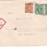 AM-Post - 42 Pfg. dt. Druck Paar u.a. Einschreibebrief Freudenberg 27.6.46