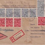 All.Bes./Kontrollrat - 14x12 Pfg Ziffer rot/grau Nachnahme-Einschreibebrief 1947