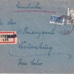 FZ/Württemberg - 60 Pfg. 2. Ausgabe Einschreibebrief Unterreichenbach 16.3.49