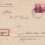 FZ/Baden- 84 Pfg. 2. Ausgabe Einschreibebrief Gernsbach - Starnberg 20.7.48