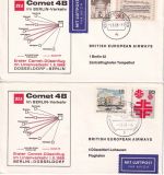 Berlin/BRD - British Airways Erstflug Berlin/Düsseldorf + retour 2 Belege 1968