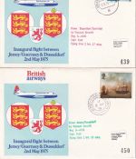 Guernsey/BRD - British Airways Erstflug Guernsey/Düsseldorf+retour 2 Briefe 1975