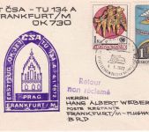 CSSR - CSA Erstflug Tupolev Prag/Frankfurt Luftpostkarte 1972